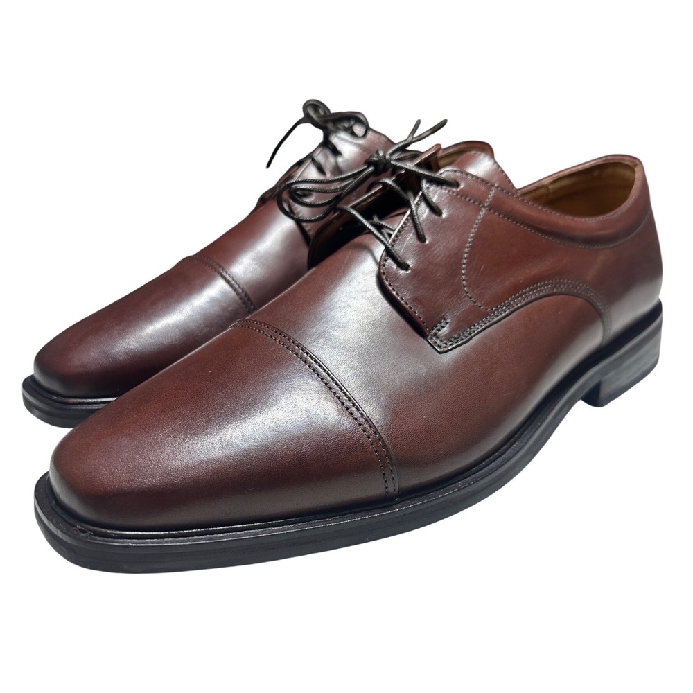 Florsheim Tyler Cap Toe Derby Mens 13 D Cognac Leather Dress Shoes NEW